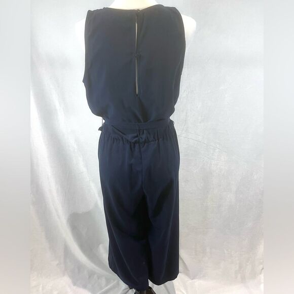 Carolina Belle navy belted cropped jumpsuit size 4 - Picture 3 of 6